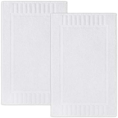 White Classic Luxury Bath Mat Floor Towel Set of 6-20x30 Inch, Absorbent Cotton Hotel Spa Shower/Bathtub Mats