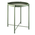 Black 2-Tier Metal Side Table with Removable Tray for Indoor Outdoor Use