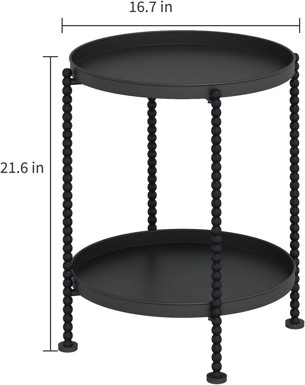 YINMIT 2 Tier End Table,Outdoor Metal Round Side Table,Waterproof Sofa Coffee Side Tables,Bedside Nightstand for Living Room, Bedroom, Office, Balcony