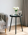 AOJEZOR Side Table: End Table for Indoor Use - Small Side Tables for Small Spaces All Matte Black with 3 Legged