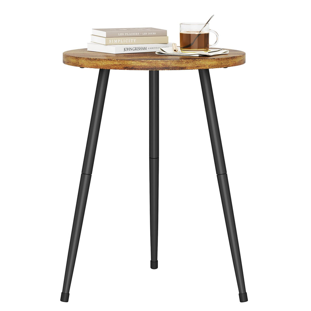 Side Table 2-Tier Small Round End Table Metal Black Accent Table for Small Spaces Indoor Outdoor Living Room Bedroom Balcony Office.