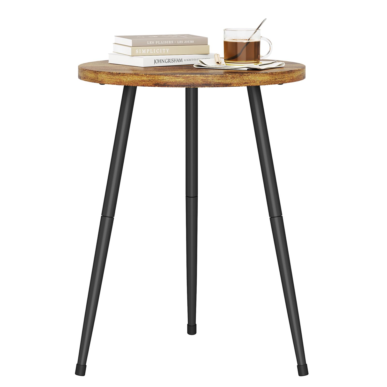 Side Table 2-Tier Small Round End Table Metal Black Accent Table for Small Spaces Indoor Outdoor Living Room Bedroom Balcony Office.