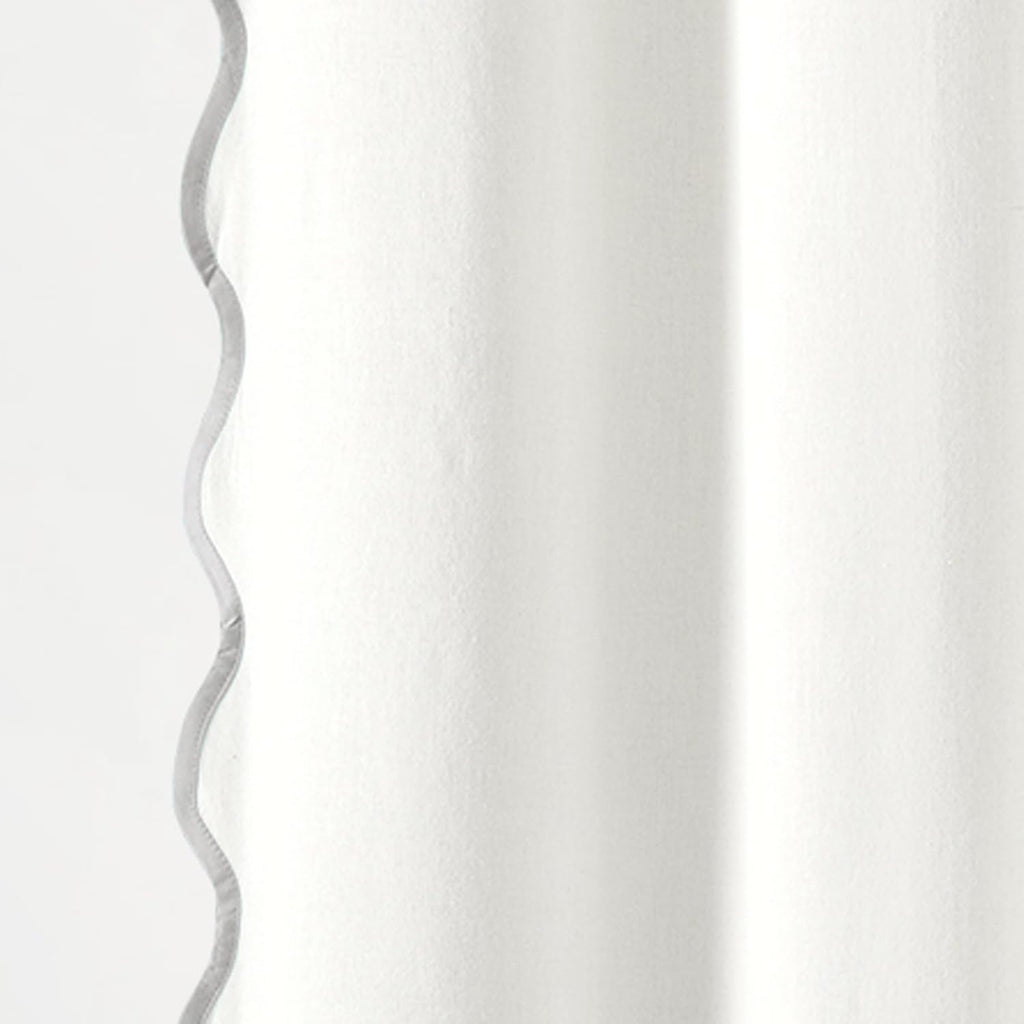 Lush Decor Coastal Chic Scallop Edge Linen-Textured Shower Curtain, Single 72" W x 72" L, Gray & White - Scalloped Shower Curtains - Coastal Bathroom Curtain