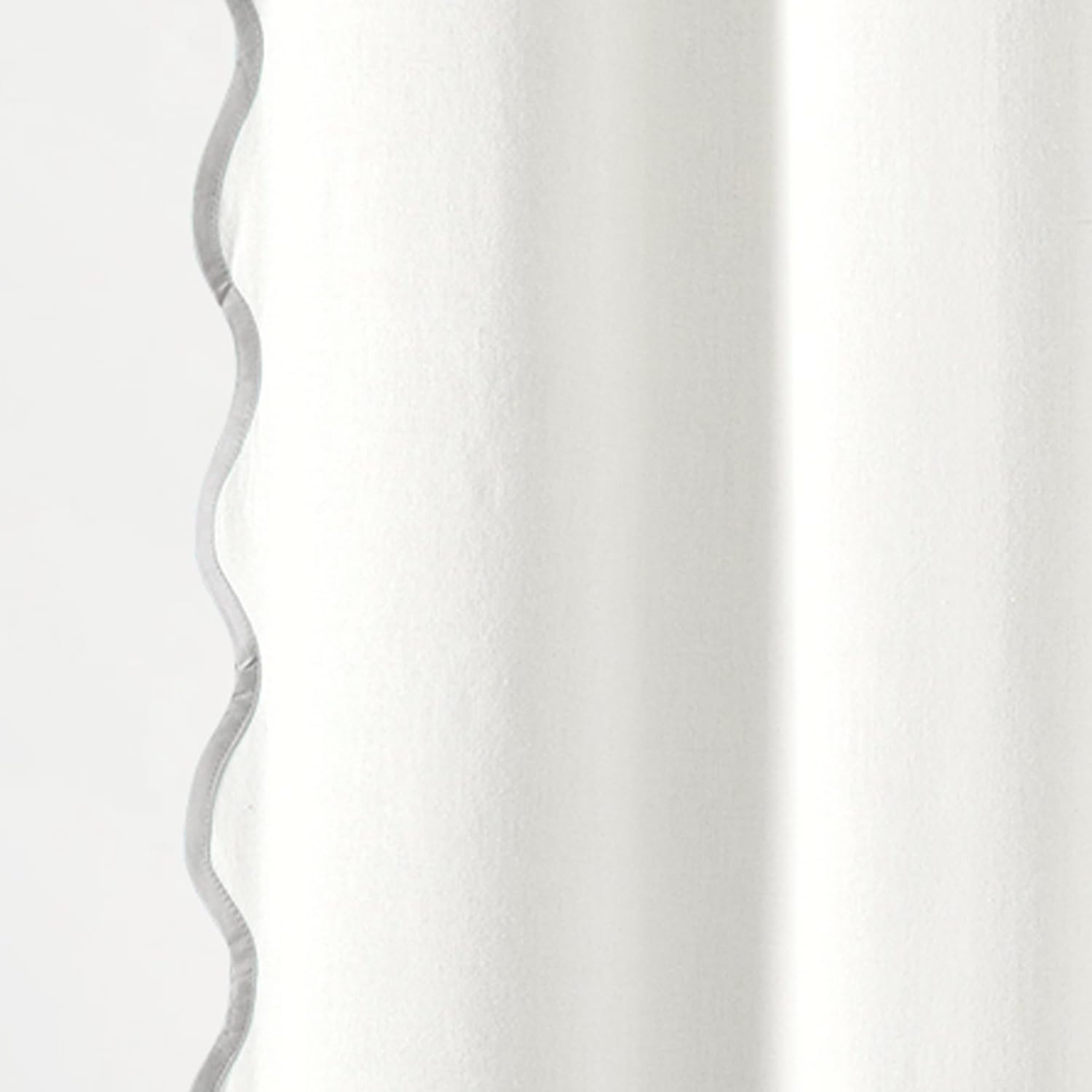 Lush Decor Coastal Chic Scallop Edge Linen-Textured Shower Curtain, Single 72" W x 72" L, Gray & White - Scalloped Shower Curtains - Coastal Bathroom Curtain