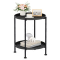 YINMIT 2 Tier End Table,Outdoor Metal Round Side Table,Waterproof Sofa Coffee Side Tables,Bedside Nightstand for Living Room, Bedroom, Office, Balcony