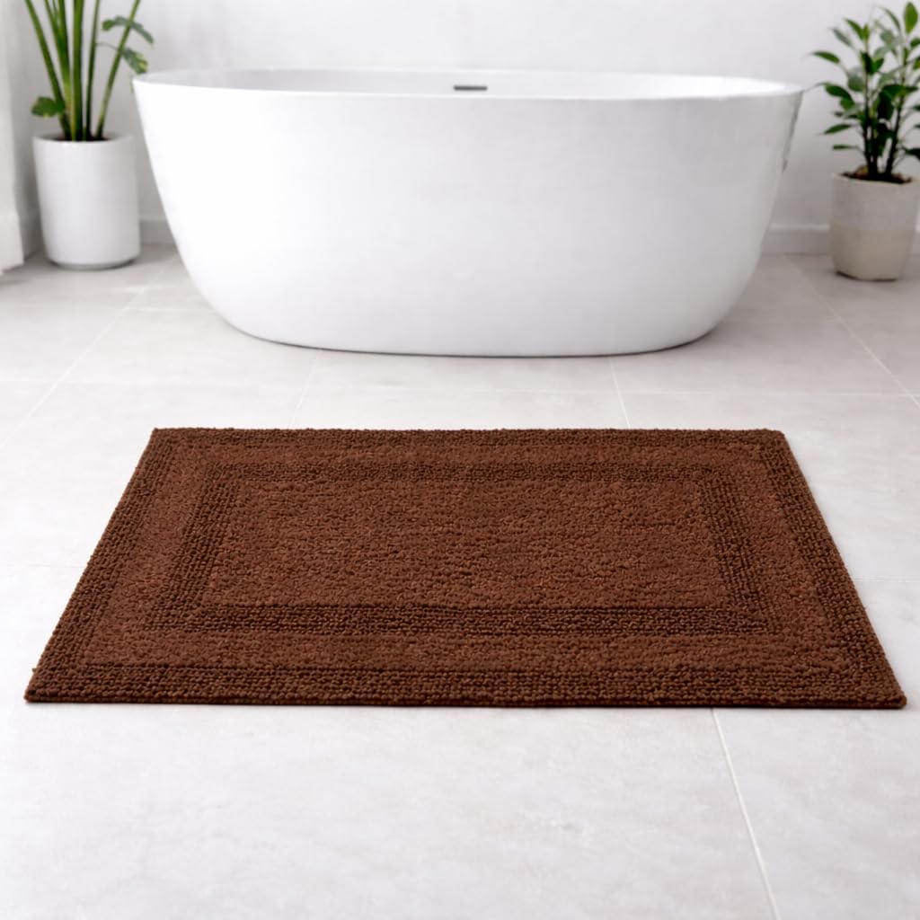 100% Cotton Bath Mat, Soft Plush Reversible Bathroom Rug, Absorbent Quick Dry Anti-Skid Machine Washable 20x32 Inch Bath Mats for Bathroom, Bath Mats for Shower (Silver)