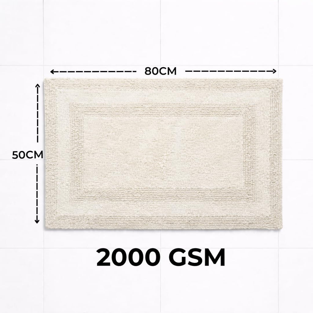 100% Cotton Bath Mat, Soft Plush Reversible Bathroom Rug, Absorbent Quick Dry Anti-Skid Machine Washable 20x32 Inch Bath Mats for Bathroom, Bath Mats for Shower (Silver)