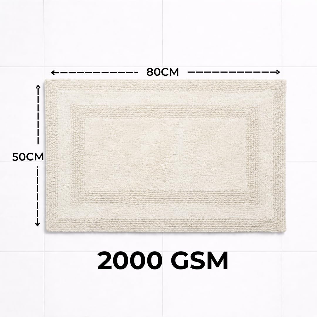 100% Cotton Bath Mat, Soft Plush Reversible Bathroom Rug, Absorbent Quick Dry Anti-Skid Machine Washable 20x32 Inch Bath Mats for Bathroom, Bath Mats for Shower (Silver)
