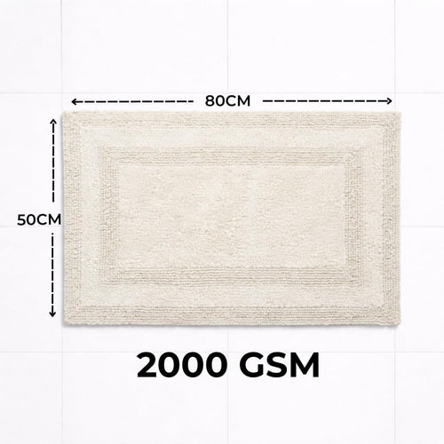100% Cotton Bath Mat, Soft Plush Reversible Bathroom Rug, Absorbent Quick Dry Anti-Skid Machine Washable 20x32 Inch Bath Mats for Bathroom, Bath Mats for Shower (Silver)