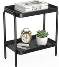 2 in 1 Desktop & Floor End Table with Storage Shelves, Compact 2-Tier Side Table for Office Desk Organization, Bedside Nightstand, Small Space Nightstand for Living Room, Bedroom, Office