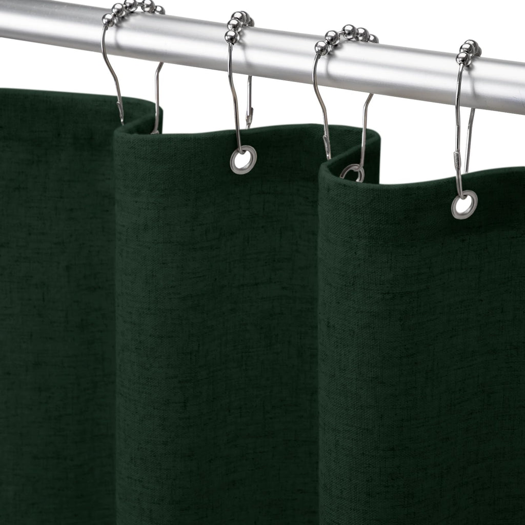 Linen Shower Curtain Beige, Fabric Boho Farmhouse Shower Curtains for Bathroom Cream Cotton Natural Cloth 72" W x 72" L