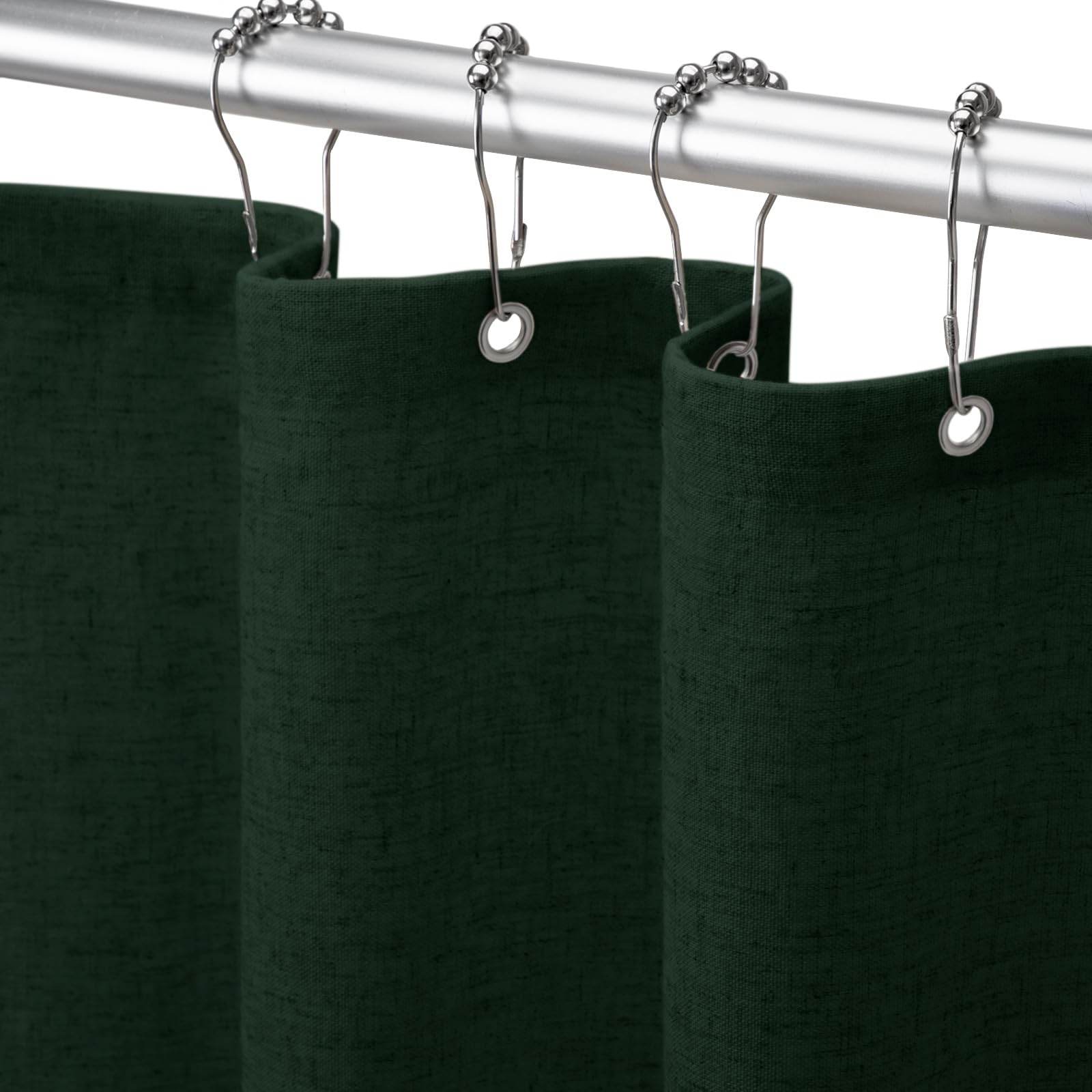 Linen Shower Curtain Beige, Fabric Boho Farmhouse Shower Curtains for Bathroom Cream Cotton Natural Cloth 72" W x 72" L