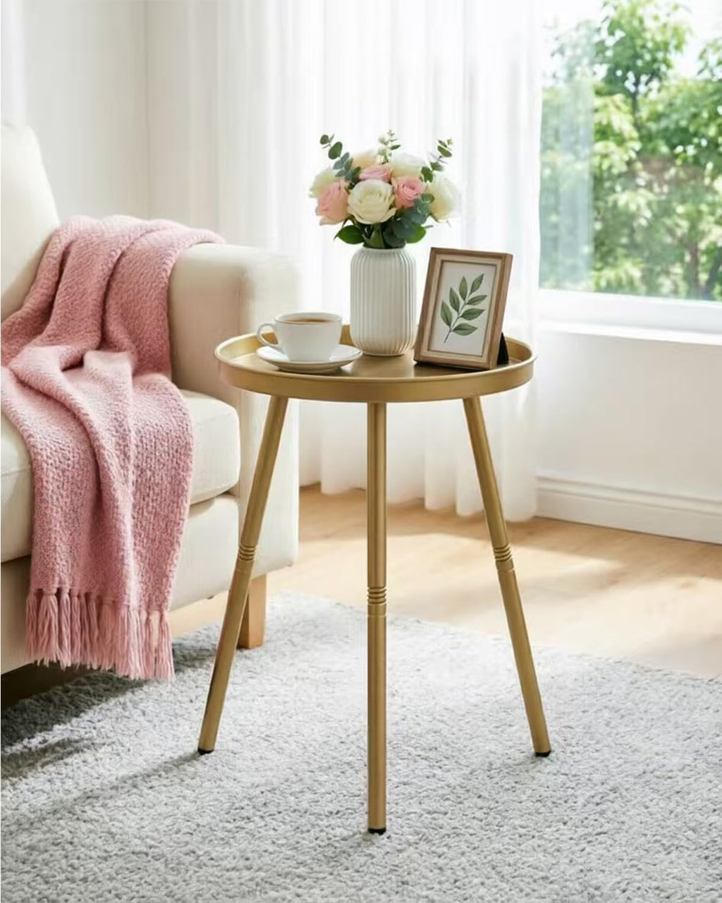 AOJEZOR Side Table: End Table for Indoor Use - Small Side Tables for Small Spaces All Matte Black with 3 Legged