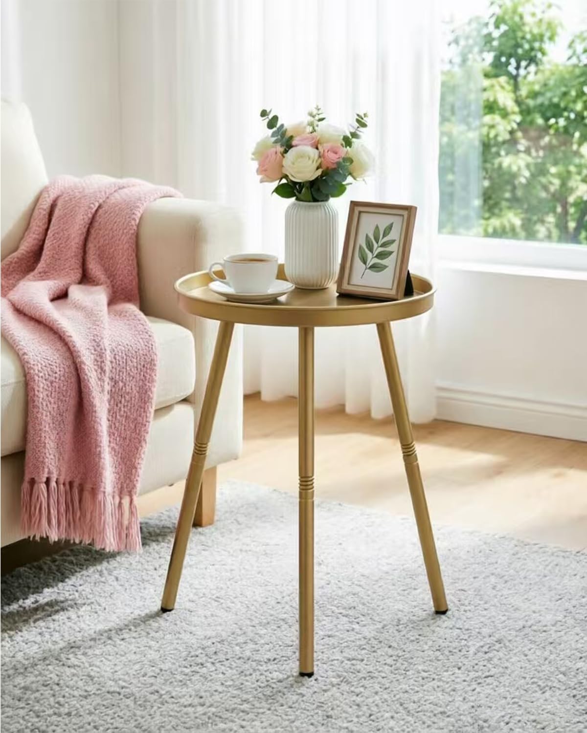 AOJEZOR Side Table: End Table for Indoor Use - Small Side Tables for Small Spaces All Matte Black with 3 Legged