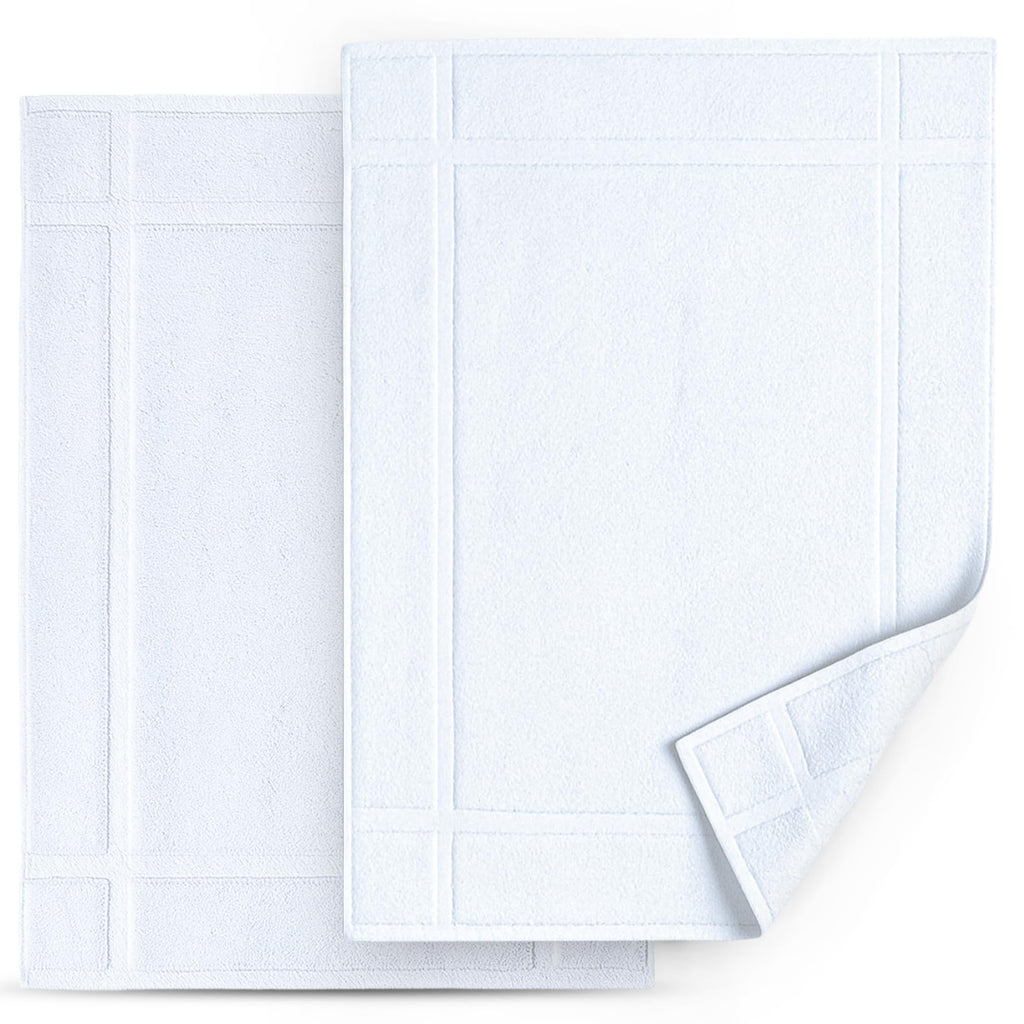 Pearl Linens Pack of 6 100% Cotton Bath Mat Towels, 20x30 inches, Soft & Absorbent Floor Towels for Bathroom, Not Bathroom Rugs, After Shower Mat, 687 GSM, Machine Washable, Airbnb Essentials, White