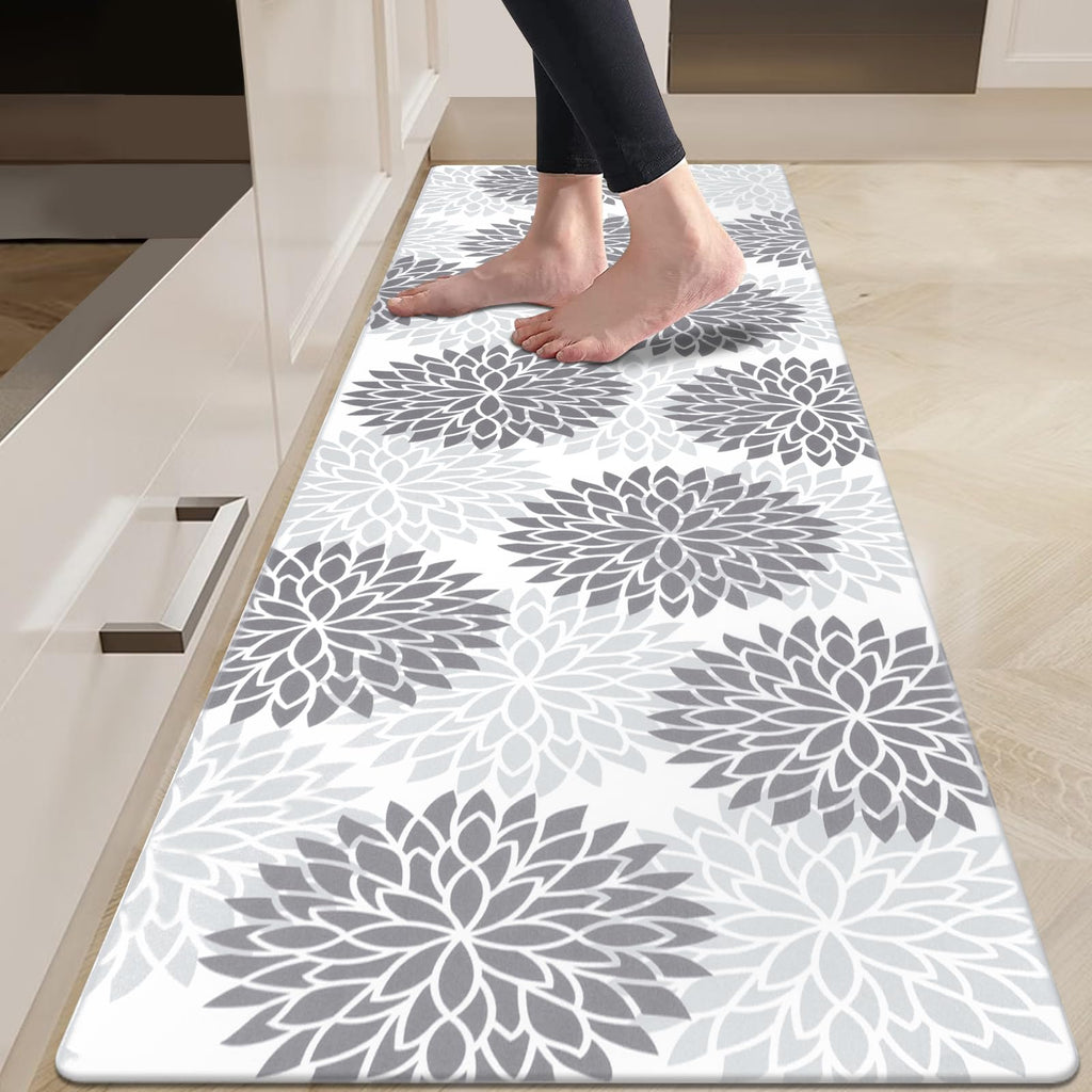 HEBE Anti Fatigue Kitchen Rugs Sets of 2, Non Slip Kitchen Mats for Floor, Waterproof Cushioned Comfort Standing Carpet for Kitchen Sink, Home Office, Laundry Room, Gray