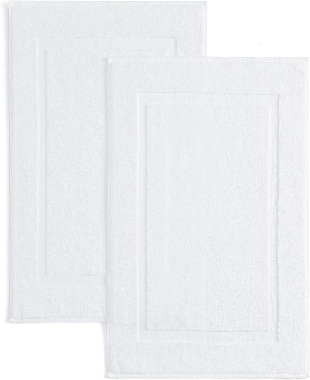 Casual Living White Cotton Bath Mats Set of 2 Towel Mats for Bathroom Floor Banded Rugs Soft Absorbent Ring Spun Cotton Washable Essentials Bathroom Shower Accessories, 34-inch x 21-inch, White