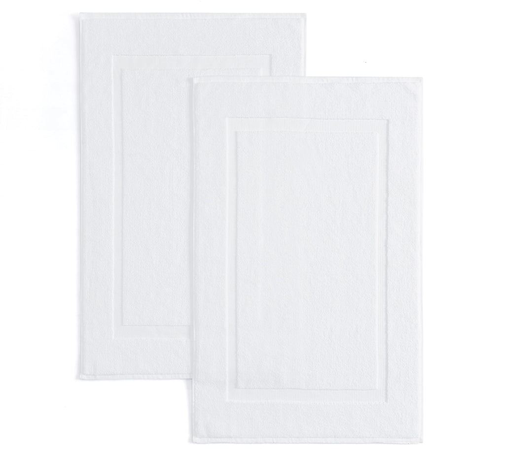 Casual Living White Cotton Bath Mats Set of 2 Towel Mats for Bathroom Floor Banded Rugs Soft Absorbent Ring Spun Cotton Washable Essentials Bathroom Shower Accessories, 34-inch x 21-inch, White