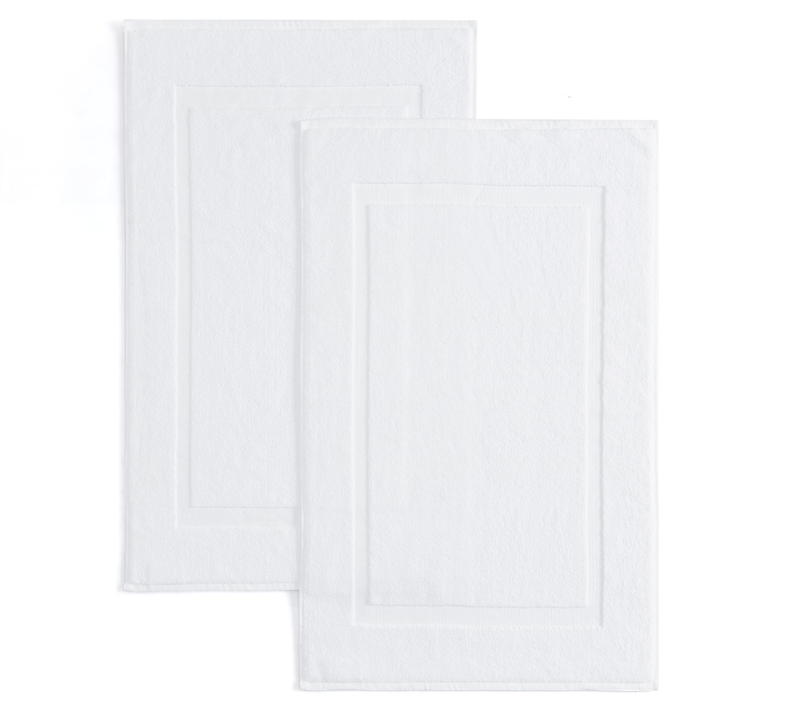 Casual Living White Cotton Bath Mats Set of 2 Towel Mats for Bathroom Floor Banded Rugs Soft Absorbent Ring Spun Cotton Washable Essentials Bathroom Shower Accessories, 34-inch x 21-inch, White