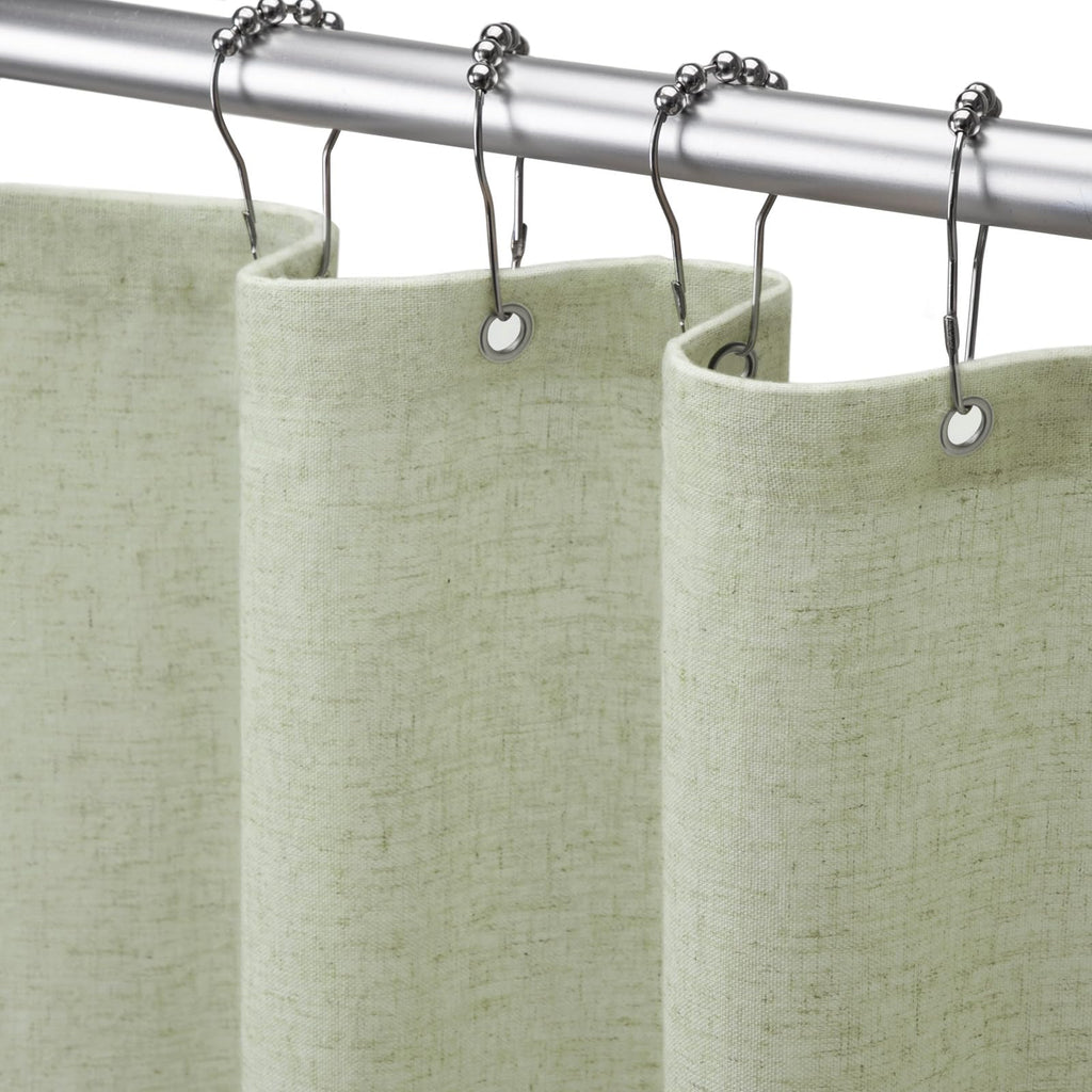 Linen Shower Curtain Beige, Fabric Boho Farmhouse Shower Curtains for Bathroom Cream Cotton Natural Cloth 72" W x 72" L
