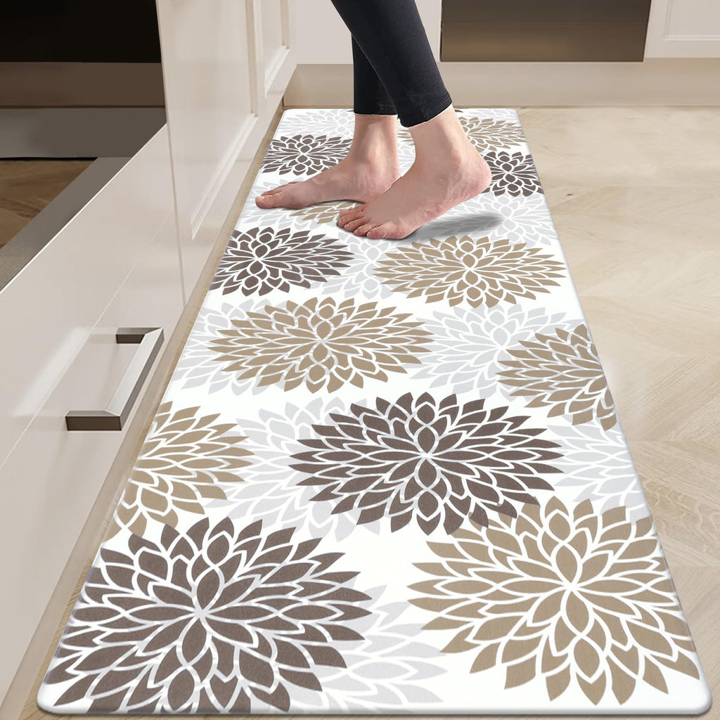 HEBE Anti Fatigue Kitchen Rugs Sets of 2, Non Slip Kitchen Mats for Floor, Waterproof Cushioned Comfort Standing Carpet for Kitchen Sink, Home Office, Laundry Room, Gray