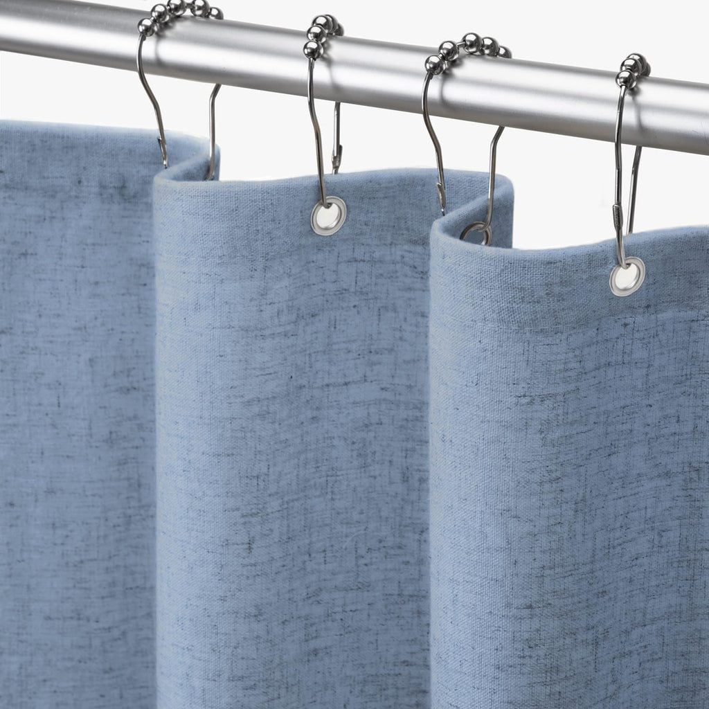 Linen Shower Curtain Beige, Fabric Boho Farmhouse Shower Curtains for Bathroom Cream Cotton Natural Cloth 72" W x 72" L