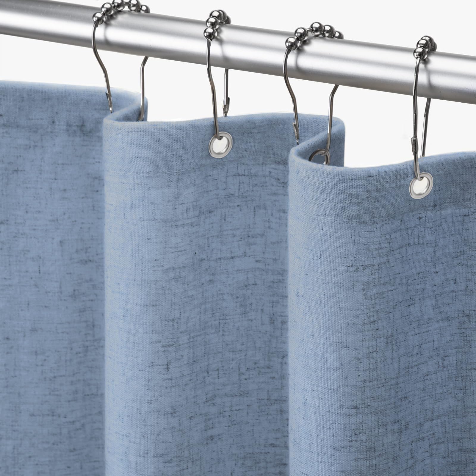 Linen Shower Curtain Beige, Fabric Boho Farmhouse Shower Curtains for Bathroom Cream Cotton Natural Cloth 72" W x 72" L