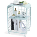 APEXCHASER Cute Nightstand,Metal Side Table,3-Tier Modern End Table with Storage Shelf, Unique Side Tables, Cute Coffee Table for Living Room, Small Table for Bedroom,Navy Blue