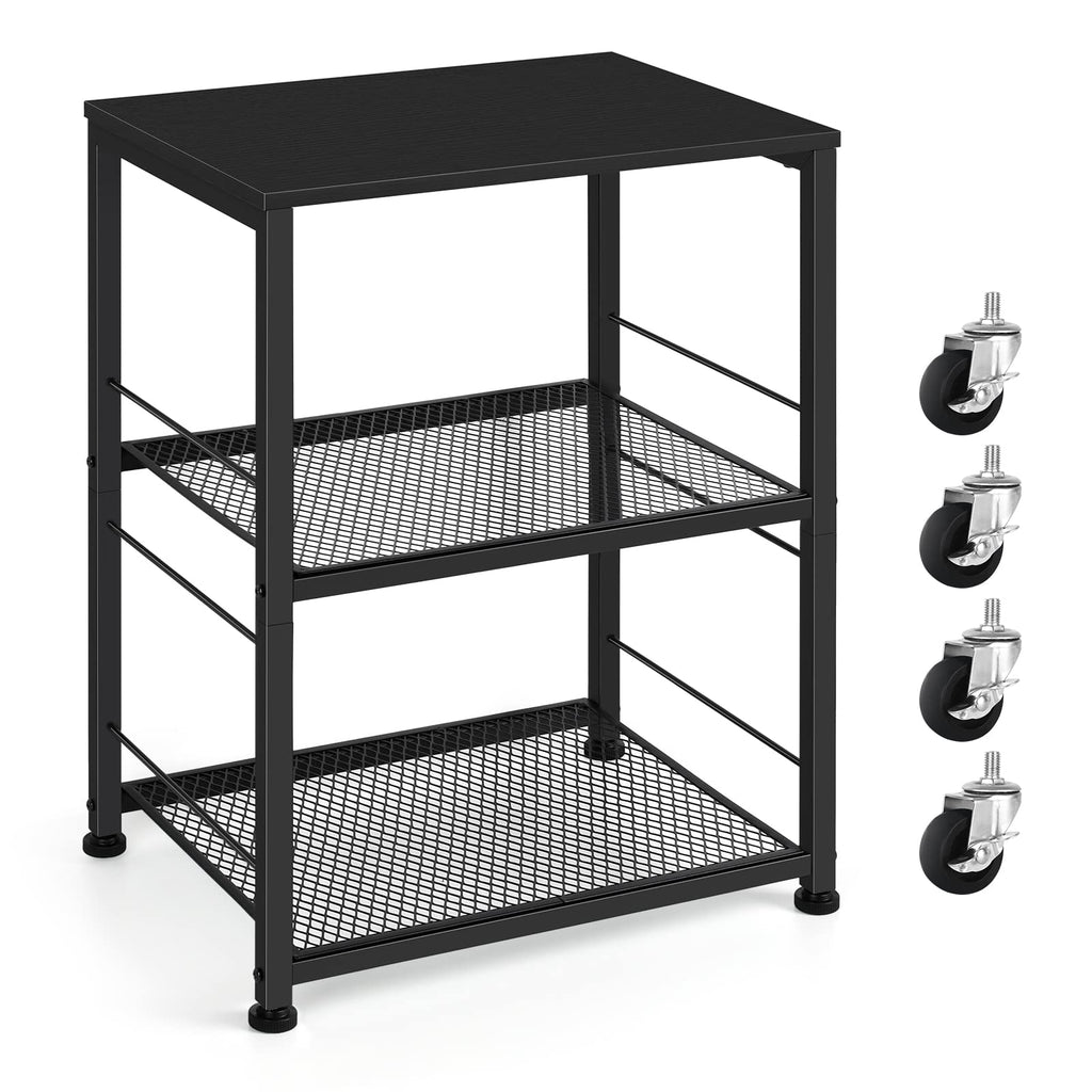 OYEAL Black Night Stand Industrial End Table with Storage Shelf Narrow Side Table for Small Spaces, Farmhouse Bedside Table for Living Room Bedroom, Stable Metal Frame (Black)