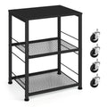 OYEAL Black Night Stand Industrial End Table with Storage Shelf Narrow Side Table for Small Spaces, Farmhouse Bedside Table for Living Room Bedroom, Stable Metal Frame (Black)