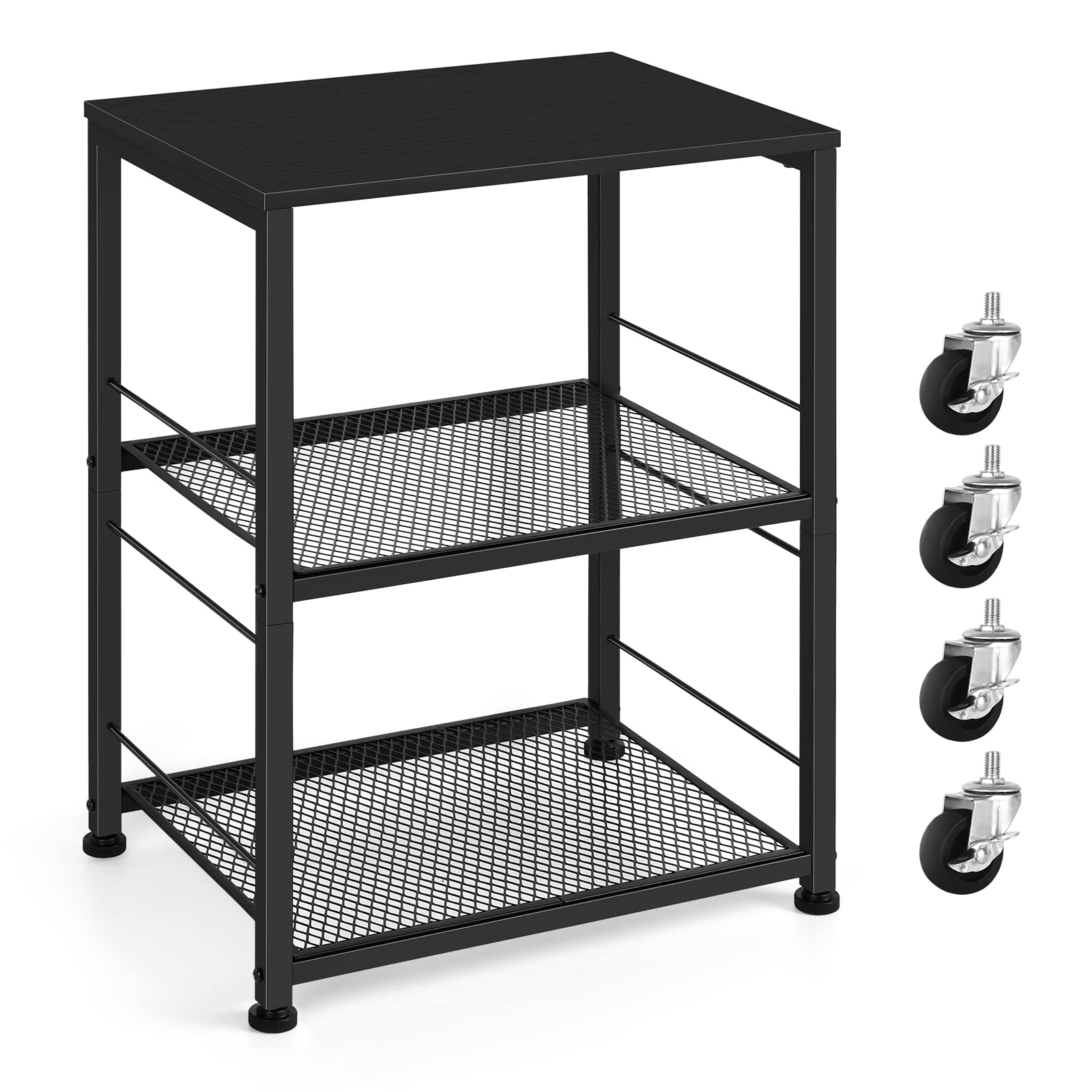 OYEAL Black Night Stand Industrial End Table with Storage Shelf Narrow Side Table for Small Spaces, Farmhouse Bedside Table for Living Room Bedroom, Stable Metal Frame (Black)