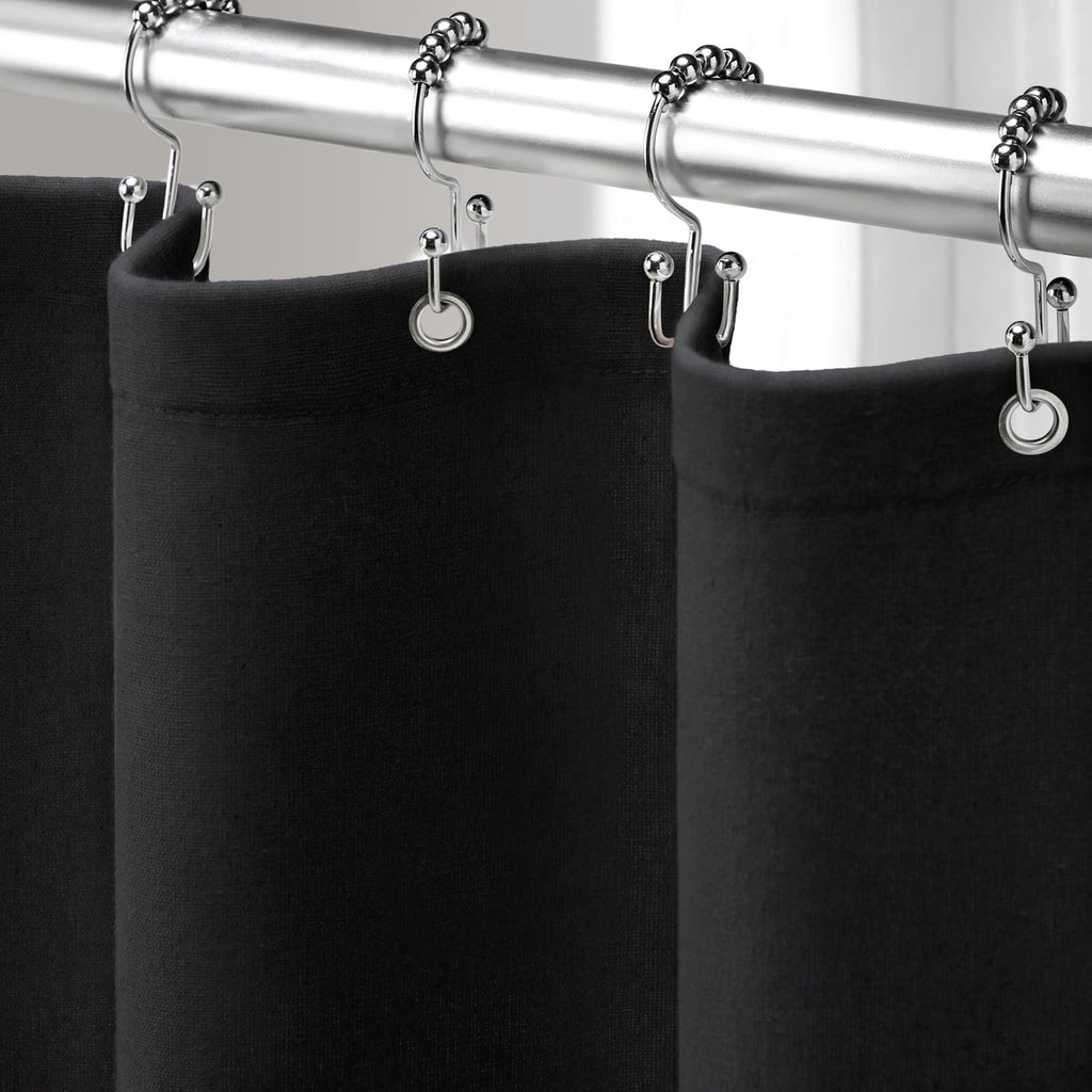 Linen Shower Curtain Beige, Fabric Boho Farmhouse Shower Curtains for Bathroom Cream Cotton Natural Cloth 72" W x 72" L
