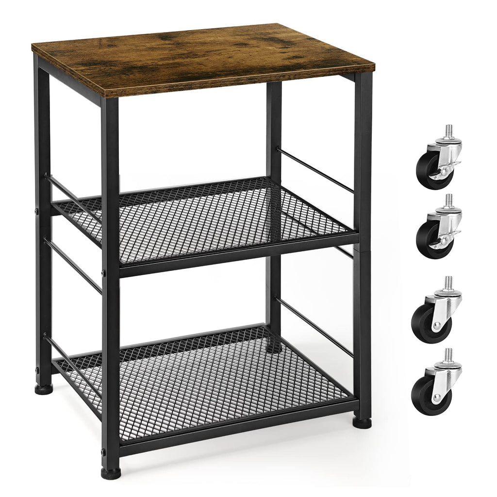 OYEAL Black Night Stand Industrial End Table with Storage Shelf Narrow Side Table for Small Spaces, Farmhouse Bedside Table for Living Room Bedroom, Stable Metal Frame (Black)