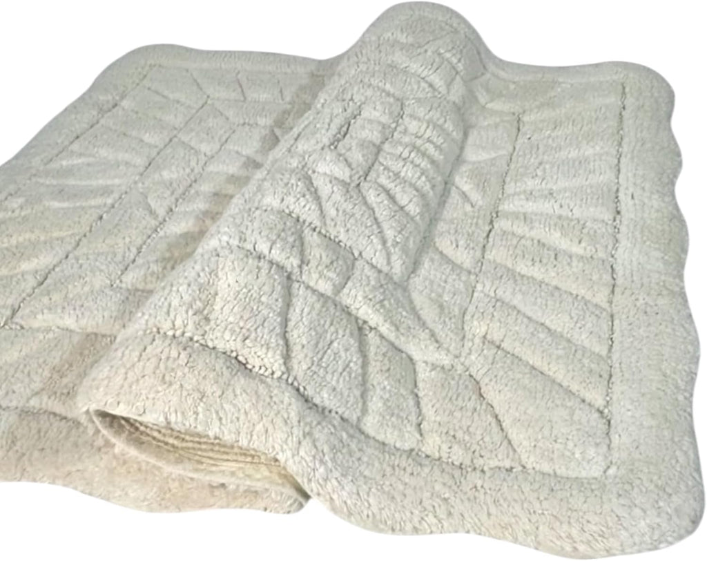 100% Cotton Bath Rug, 2200 GSM Plush Tufted Bath Mat, Soft Absorbent Luxury Bathroom Rug, Machine Washable, 36" x 24" Ivory