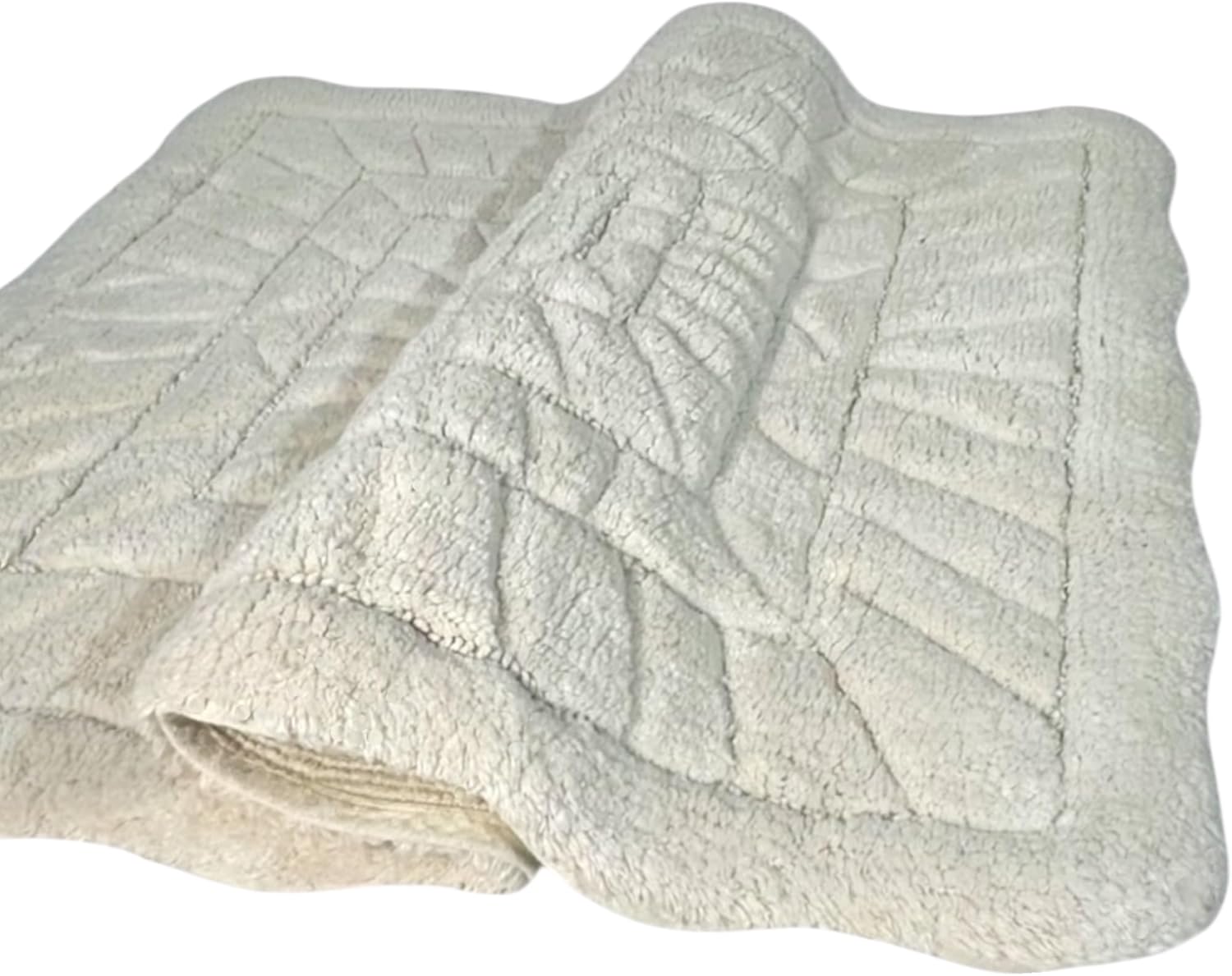 100% Cotton Bath Rug, 2200 GSM Plush Tufted Bath Mat, Soft Absorbent Luxury Bathroom Rug, Machine Washable, 36" x 24" Ivory
