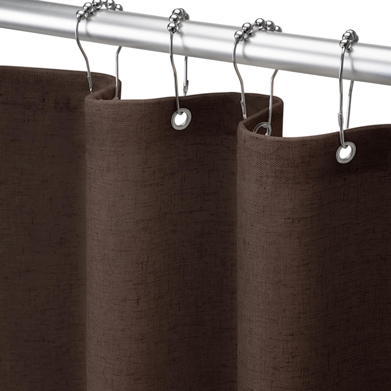 Linen Shower Curtain Beige, Fabric Boho Farmhouse Shower Curtains for Bathroom Cream Cotton Natural Cloth 72" W x 72" L