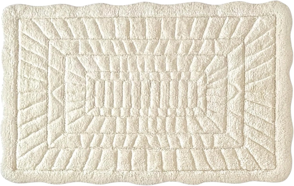 100% Cotton Bath Rug, 2200 GSM Plush Tufted Bath Mat, Soft Absorbent Luxury Bathroom Rug, Machine Washable, 36" x 24" Ivory