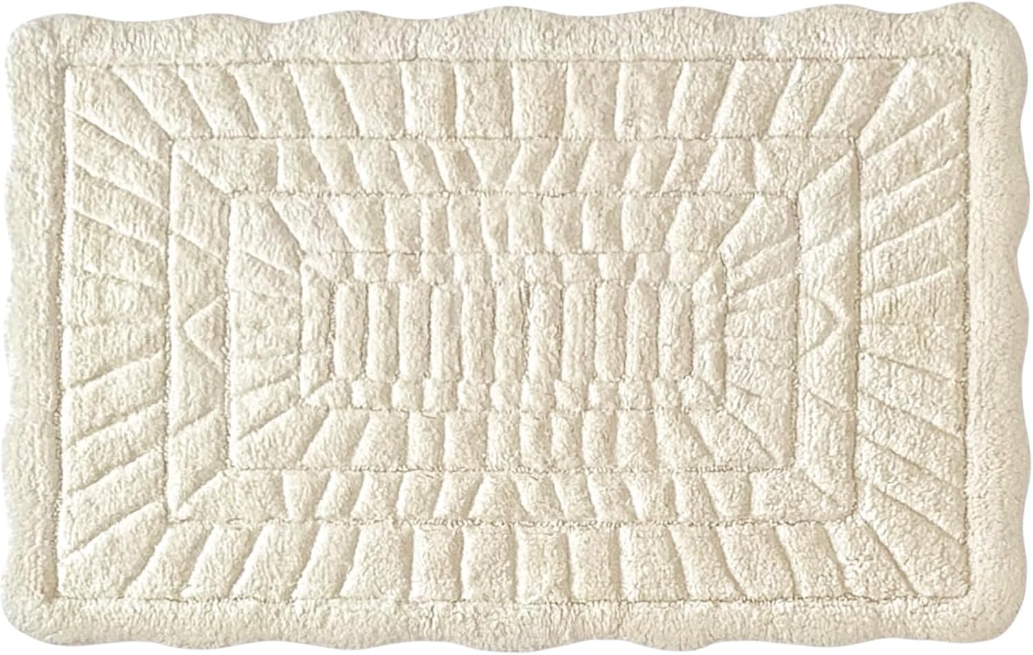 100% Cotton Bath Rug, 2200 GSM Plush Tufted Bath Mat, Soft Absorbent Luxury Bathroom Rug, Machine Washable, 36" x 24" Ivory
