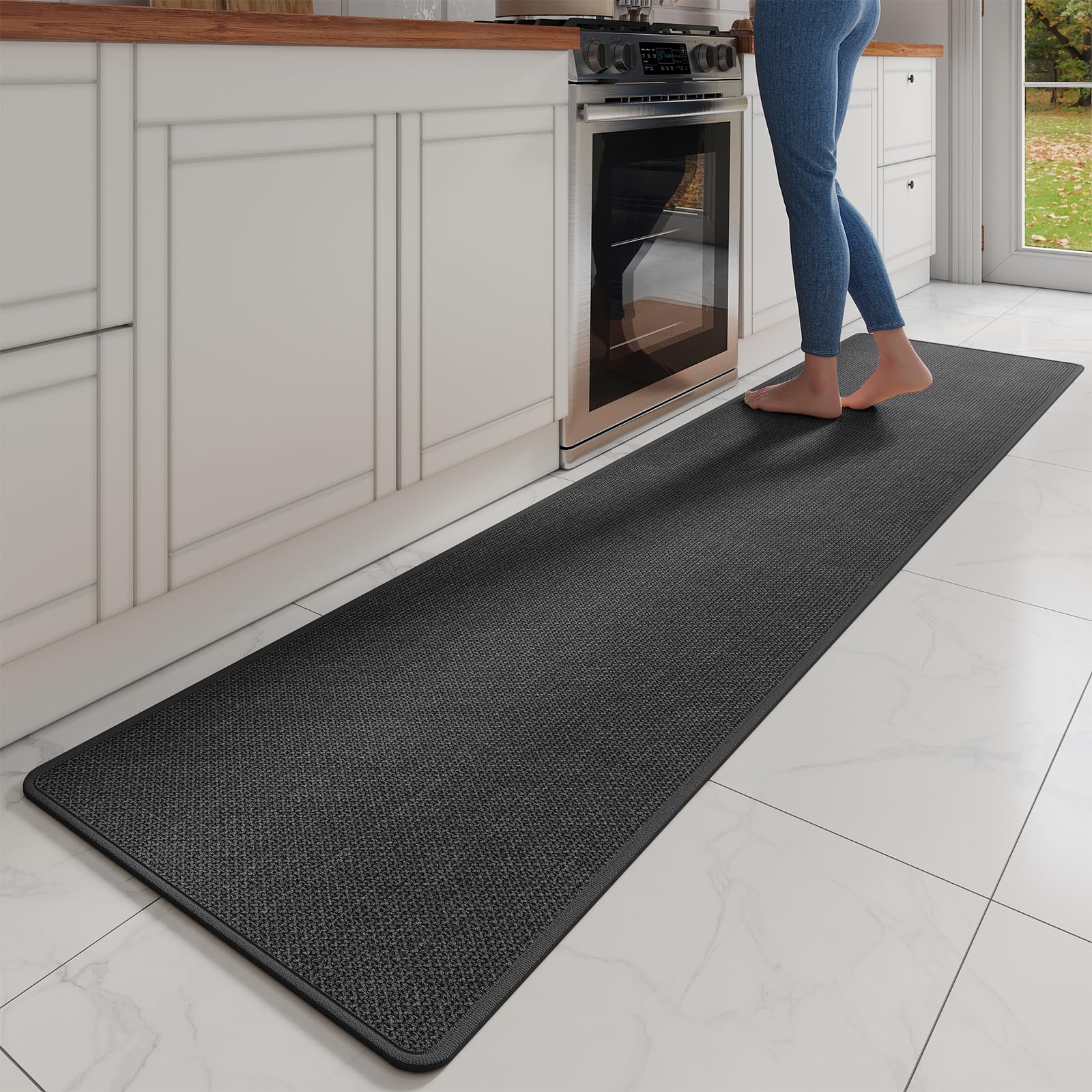 YDKGL Kitchen Mat Set of 2 PCS, Cushioned Non Slip Rugs for Kitchen Floor, Absorbent Runner Comfort Standing Mats Washable for Kitchen, Office, Home Red 17x30+17x59
