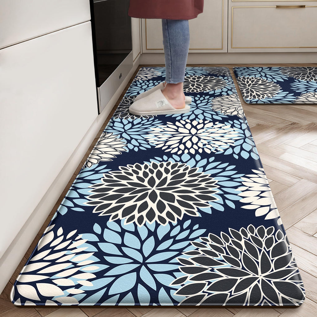 Kitchen Mats Set of 2 Cushioned Anti Fatigue Kitchen Rugs Non Slip Waterproof Kitchen Runner Memory Foam Kitchen Floor Mat Comfort Standing Mat for Sink,Office,Laundry
