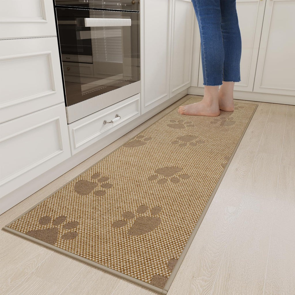 YDKGL Kitchen Mat Set of 2 PCS, Cushioned Non Slip Rugs for Kitchen Floor, Absorbent Runner Comfort Standing Mats Washable for Kitchen, Office, Home Red 17x30+17x59