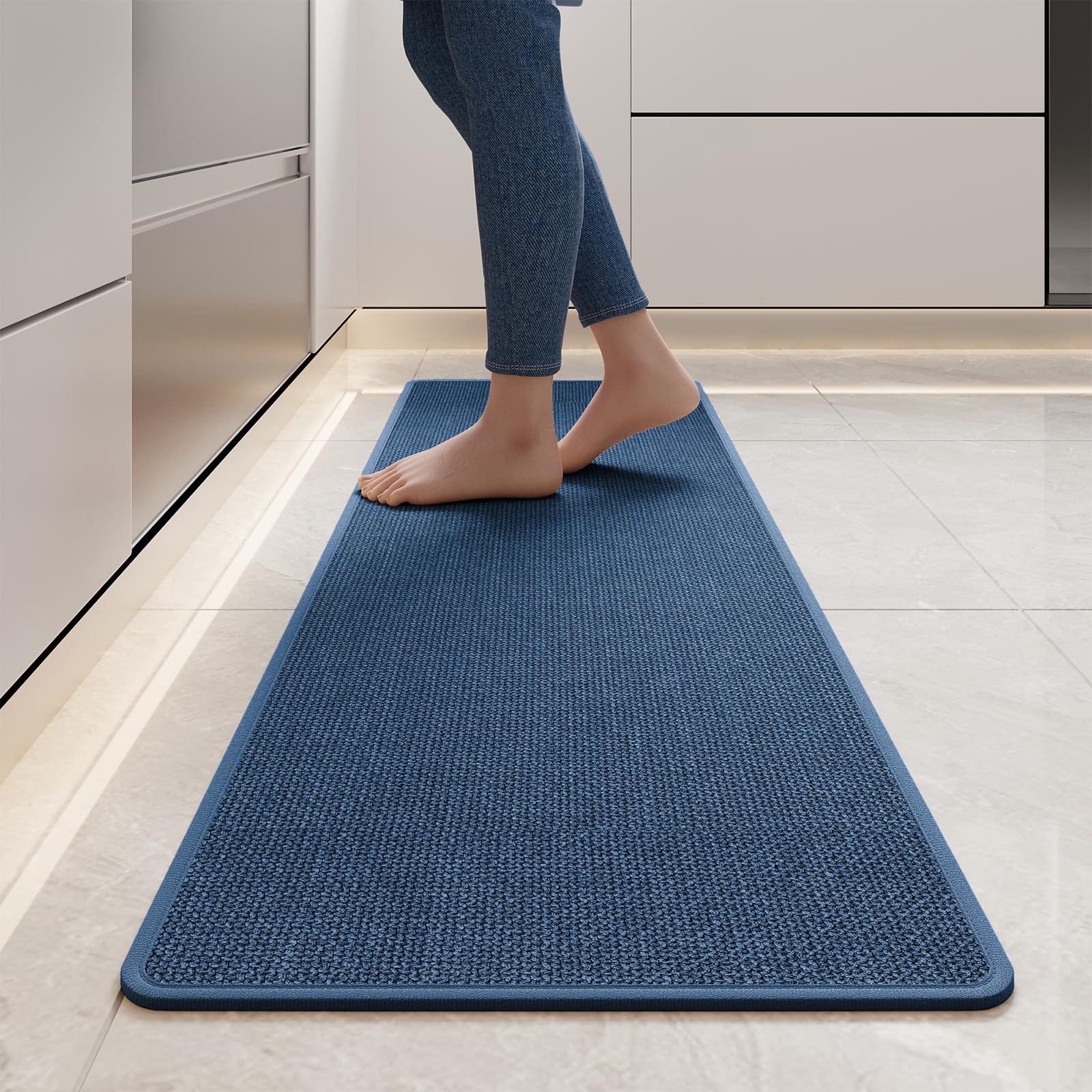 YDKGL Kitchen Mat Set of 2 PCS, Cushioned Non Slip Rugs for Kitchen Floor, Absorbent Runner Comfort Standing Mats Washable for Kitchen, Office, Home Red 17x30+17x59