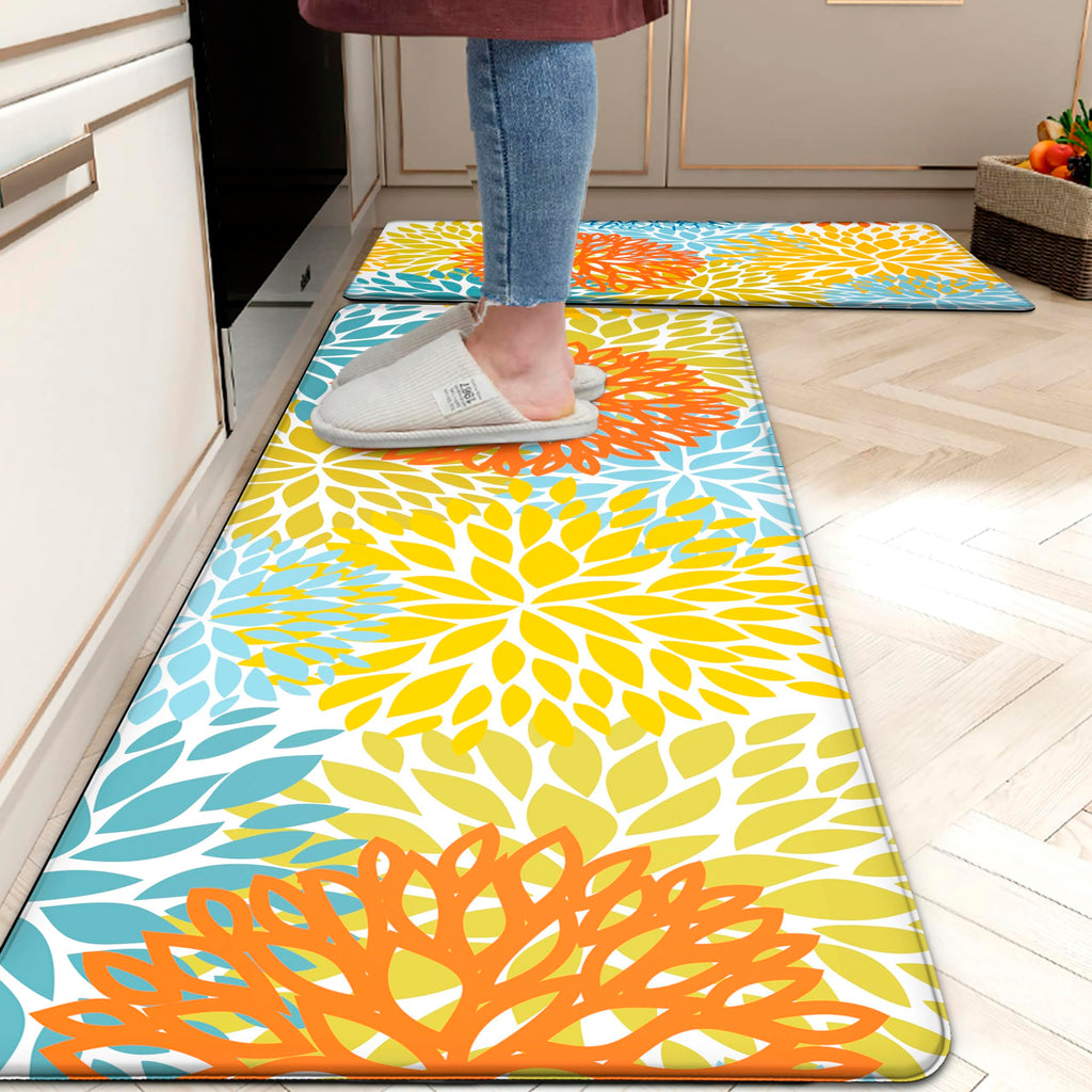 Kitchen Mats Set of 2 Cushioned Anti Fatigue Kitchen Rugs Non Slip Waterproof Kitchen Runner Memory Foam Kitchen Floor Mat Comfort Standing Mat for Sink,Office,Laundry
