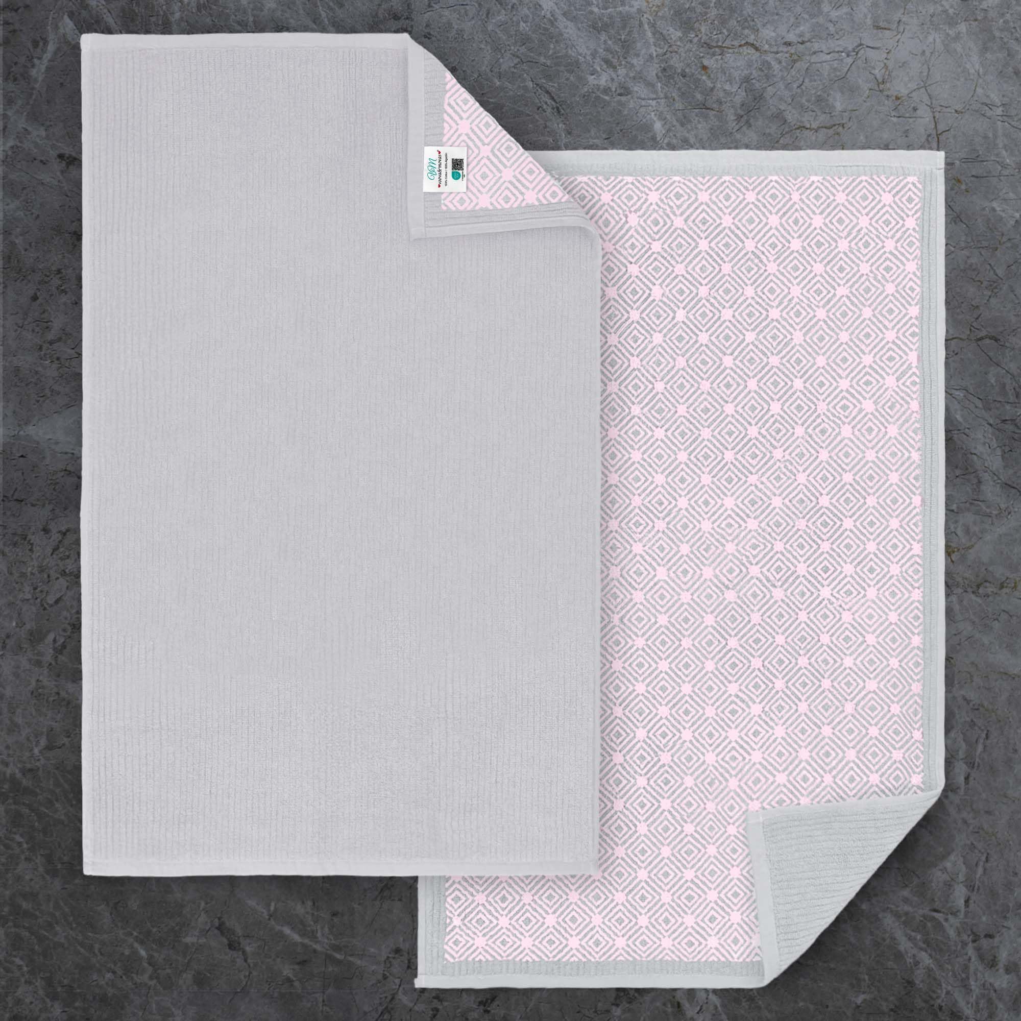VOOVA & MOVAS White Hotel-Grade Quality Cotton Bath Mats Set of 2 - Non Slip Design, Thick 1000gsm, Absorbent, Machine Washable, Large 22"x35" Bathroom Floor Towels, Safe for Bath Floors