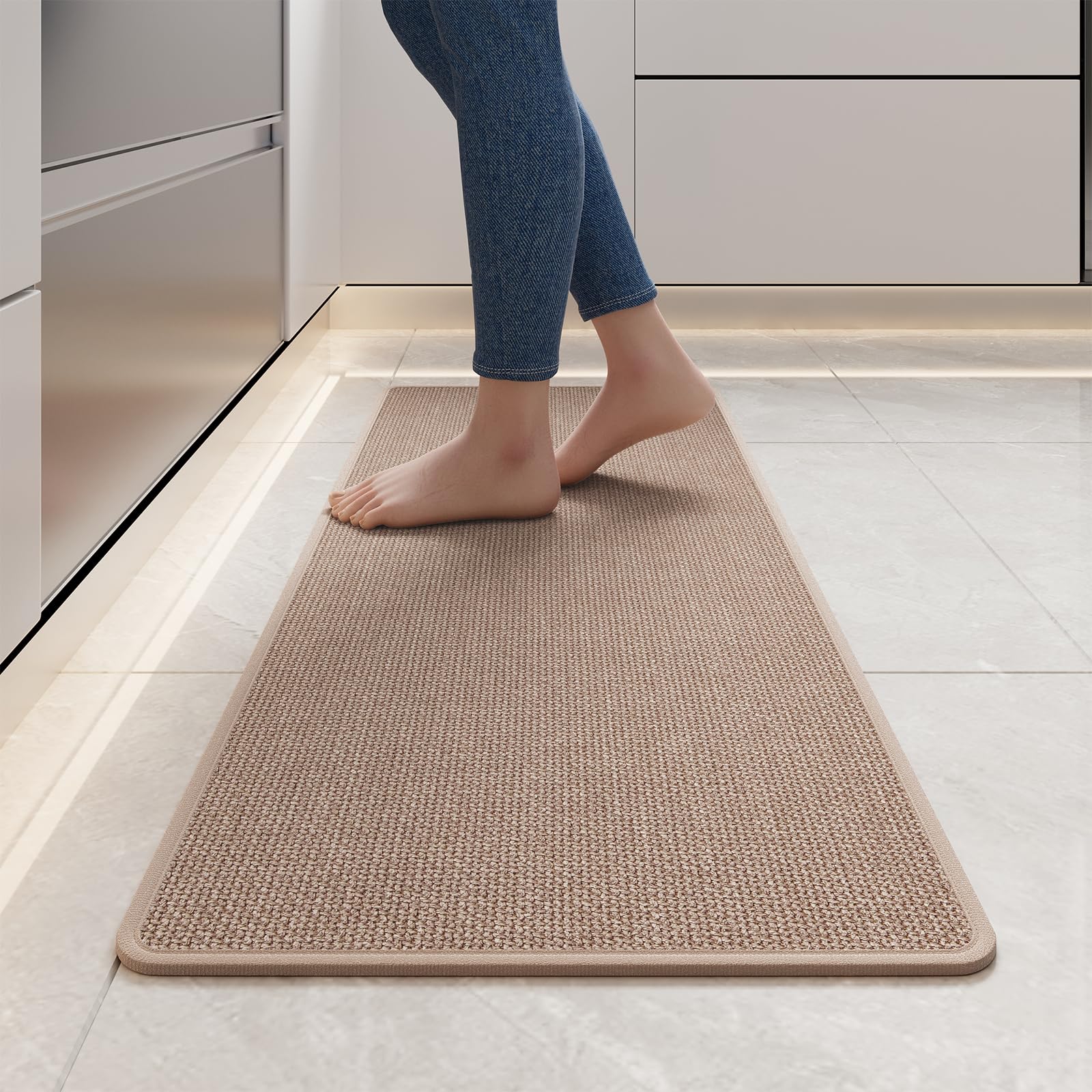 YDKGL Kitchen Mat Set of 2 PCS, Cushioned Non Slip Rugs for Kitchen Floor, Absorbent Runner Comfort Standing Mats Washable for Kitchen, Office, Home Red 17x30+17x59