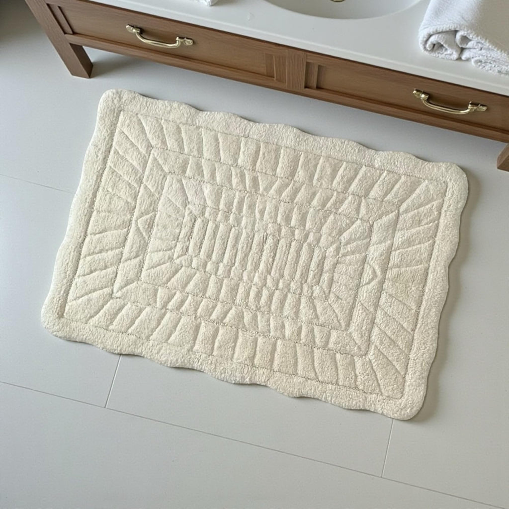 100% Cotton Bath Rug, 2200 GSM Plush Tufted Bath Mat, Soft Absorbent Luxury Bathroom Rug, Machine Washable, 36" x 24" Ivory
