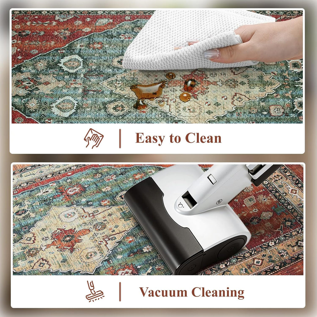 Collive Boho Kitchen Mats 2PCS, Cushioned Kitchen Mat for Floor Anti Fatigue Waterproof Kitchens Rugs Set of 2, Non Skid Comfort Standing Rug for Office, Sink, Laundry, 17.3"x29"+17.3"x47"