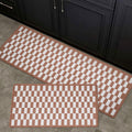 2-Piece Moroccan Tile Anti-Fatigue Kitchen Mat Set, Waterproof Non-Skid Washable Floor Rug 17"×30"+17"×47"
