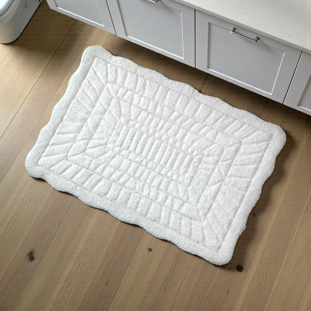 100% Cotton Bath Rug, 2200 GSM Plush Tufted Bath Mat, Soft Absorbent Luxury Bathroom Rug, Machine Washable, 36" x 24" Ivory