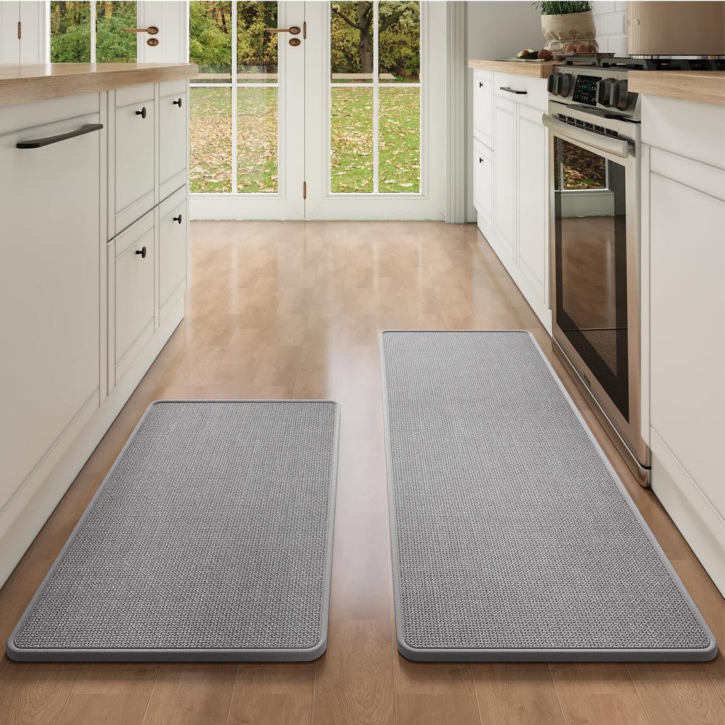 YDKGL Kitchen Mat Set of 2 PCS, Cushioned Non Slip Rugs for Kitchen Floor, Absorbent Runner Comfort Standing Mats Washable for Kitchen, Office, Home Red 17x30+17x59